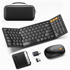 Foldable Keyboard and Mouse with Storage Bag, 2.4G+BT5.0 13.4 × 4.5 in, Black picture