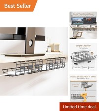 2 Pack Large Metal Under Desk Cable Management Tray - Easy Install & Durable picture