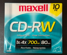 Maxell CD-RW 1x-4x 700MB Rewritable Blank CDs 10 Pack NEW SEALED picture