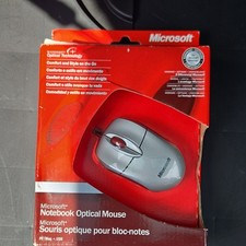 Microsoft Notebook Optical Mouse USB Wired 800 DPI 3-Button Scroll, Silver/Red picture
