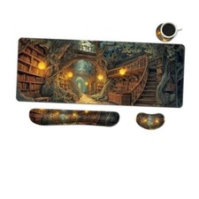 Desk Mat, Large Gaming Mouse Pad with Wrist Rest, 4 in1 XXL Mouse Trees Library picture