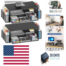 Desk Organizer and Accessories, 2-Tier Computer Monitor Stand Riser with Drawer picture