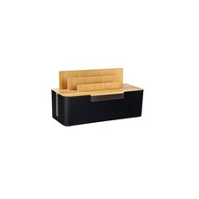 Charging Station Box with Bamboo Lid, Organizer, Black picture
