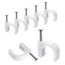 100 Pcs 10mm Cable Clips with Steel Nails, Wire Management Organizer Coax White picture