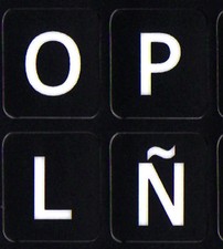SPANISH LATIN AMERICAN LARGE LETTERS KEYBOARD STICKER NON TRANSPARENT BLACK picture