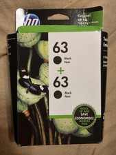 Genuine HP Dual (2x) 63 Black Original Ink Cartridge, Sealed Exp 2019 OEM picture