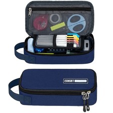 Pencil Case Large Capacity Portable Stationery Organizer Handle Blue ECHSRT picture