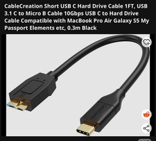 CableCreation Short USB-C to USB 3.1 Micro-B Cable 0.3m 1ft Black picture