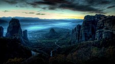 Landscape nature rocks sky clouds meteora Custom Gaming Mat Desk picture