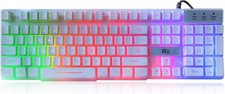 RK100+ White Gaming Keyboard,Rainbow LED Backlit picture
