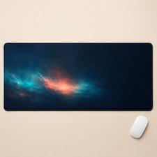 Blue Orange Cosmic Abstract Gaming Mouse Pad XXL Desk Mat 36x18 picture