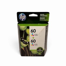 Genuine HP 60 Tri-Color Ink Cartridges Twin Pack Brand New EXP 08/2017 picture
