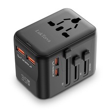 All-in-One 35W Quick Charging Universal Travel Adapter with 4 Ports (2 black picture