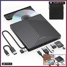 ORIGBELIE External CD DVD Drive, Ultra Slim CD Burner USB 3.0 with 4 USB Ports a picture