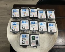 Genuine HP 14 Ink Cartridges C5010D Tri-Color C5011D Black Sealed Exp Lot of 12 picture