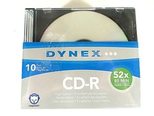 Dynex 10-Pack 52x 80 Mins 700MB CD-R Discs w/Thin Jewel Cases Silver NIB picture