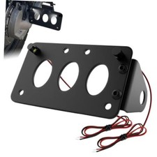 Motorcycle License Plate Mount with Lights Side Mount Dual Size Brackets Black picture