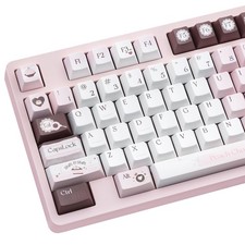 Cute Pink White Brown Chocolate Theme Keycap Set Fits Mechanical Keyboard picture
