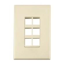 Construct Pro 6-Port Keystone Wall Plate with Screwless Face (Ivory) picture