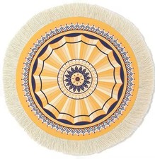 Oriental Rug Style 9” Round Mouse Pad W/Fringe For Gaming or Office picture