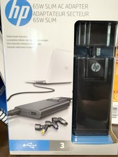 HP 65W Slim AC Adapter Charge Multiple Devices 3 Tips Laptop Charger Replacement picture