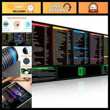 XXL Excel Shortcuts Mouse Pad - Large Gaming Desk Mat, Waterproof, Non-Slip, Che picture