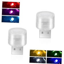 USB Plug Lights, LED Mini Round RGB Color-Changing Car 2 PCS Multicolored picture