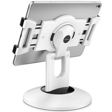 AboveTEK Retail Kiosk iPad Stand, 360° Rotating Commercial POS Tablet White picture