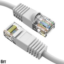 6Ft Cat6 RJ45 Network LAN Ethernet UTP Snagless Patch Cable Pure Copper White picture