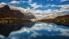 Landscape nature lake river mountains clouds sky trees Custom Gaming Mat Desk picture
