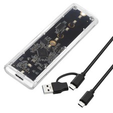 ELUTENG Transparent M.2 NVMe SSD Enclosure with Colorful LED Lights, 10Gbps M... picture