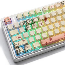 PBT Rose Keycaps Custom Landscape Painting 131 Keys Side Print Keyboards picture