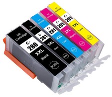 5PK Set of Ink Cartridges for Canon PGI 280 XXL CLI 281 XXL TS6120 TS6320 TS8520 picture