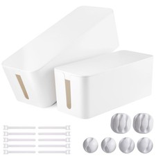 2 PCS Cable Management Box Cable Organizer For Surge Protector White Cord picture