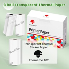 53mm Transparent Printer Paper Adhesive Sticker 3 Rolls for Phomemo T02 M02 M03 picture