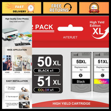 High Yield Ink Cartridge Replacement for Canon PG-50 CL-51, 2 Pack, Black & Colo picture