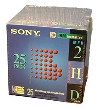 Sony MFD 2HD CF 3.5 Inch Micro Floppy Disks 25 Pack IBM Formatted Hi Density NOS picture