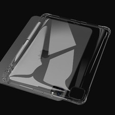 Soft TPU Protective Clear Back Pencil Holder Case For iPad Pro 11