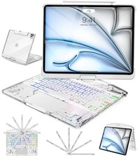 Clear Keyboard Case for iPad Air 13 Inch 7-Color Backlit Keyboard with  White picture