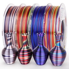 AMOLEN Silk PLA 3D Printer Filament Bundle, Shiny Multicolor Rainbow PLA Filamen picture