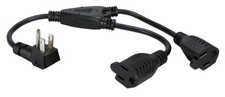 QVS PPRT-ADPT2 OutletSaver AC Power Splitter Adaptor MALE to 2xFEMALE 90 Degrees picture