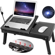 Adjustable Foldable Computer Desk Laptop Table Portable USB Cooling Fan Bed Tray picture