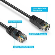 Fuji Labs Cat5E UTP Ethernet Network Booted Cable Black picture