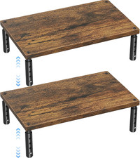 Adjustable Monitor Stand Riser for Desk, Wooden Laptop Stand, 4 Levels, Brown picture