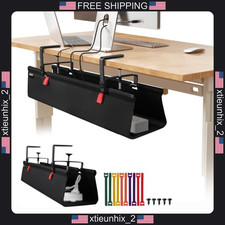 28 Inch Under Desk Cable Management Tray Black No Drill Mounting picture