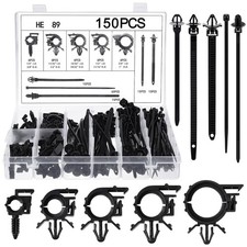150 Pcs Wire Loom Clips - 15 Sizes Push Mount Cable Management for Cars picture