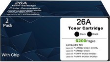 26A Black Toner Cartridge 2-Pack High Yield Compatible LaserJet Pro M402 M426 picture