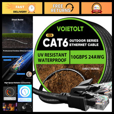 100ft Cat 6 Outdoor Ethernet Cable - 10Gbps Waterproof Direct Burial, UV Jacket, picture