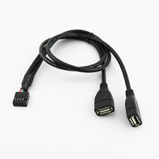 1x Dual USB 2.0 A Female to Dupont 9 Pin Female Header Motherboard Cable 1.5FT picture
