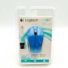 Logitech M187 Wireless Mini Mouse Blue Nano USB Portable Factory Sealed 2.4 GHz picture
